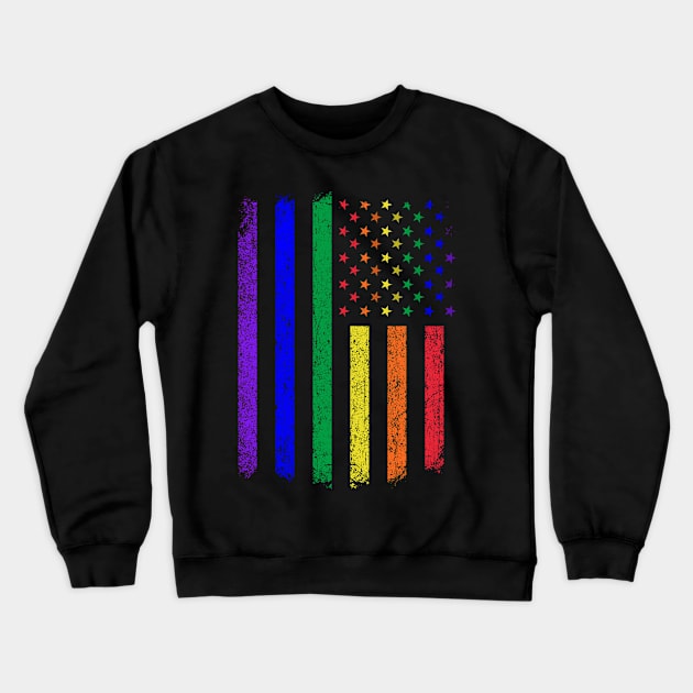 LGBT America Flag USA Gay Vintage Flag Crewneck Sweatshirt by Thomas Mitchell Coney